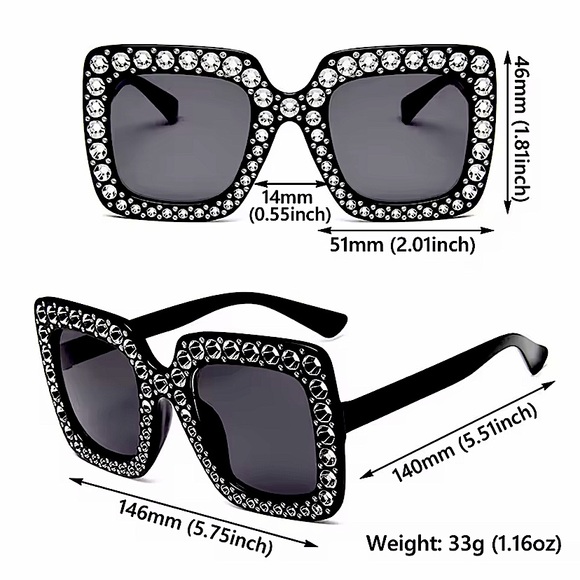 Black Rhinestone Oversized Sunglasses🕶 - Picture 13 of 13